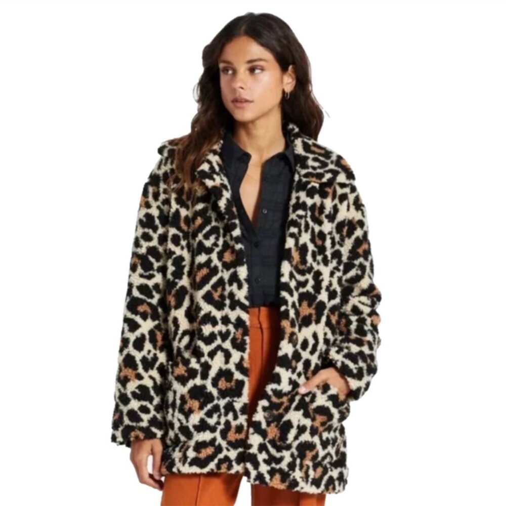 Brixton Bern Oversized Coat Leopard Print